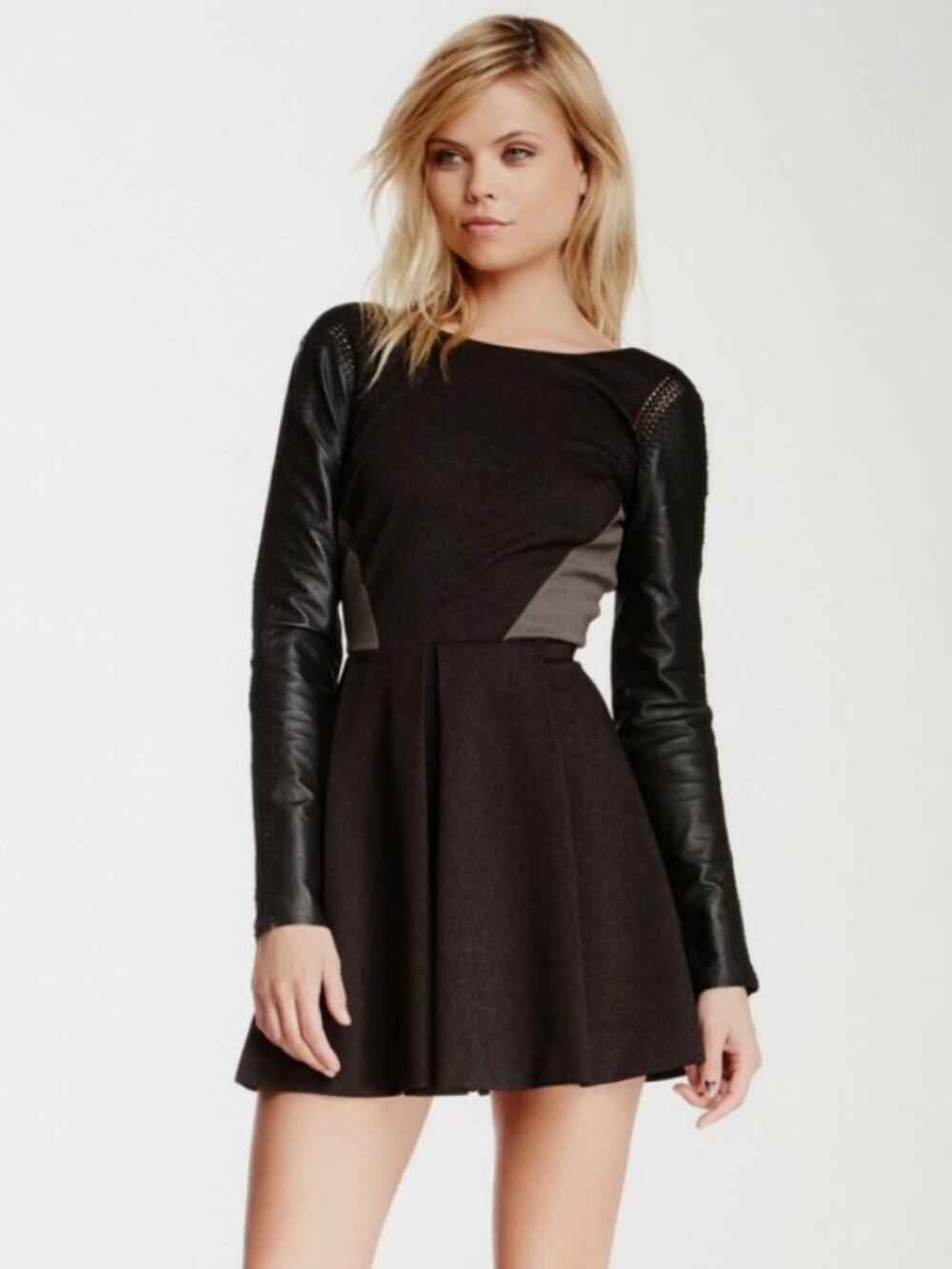 Stella & Jamie Rio Leather Mix Media Dress